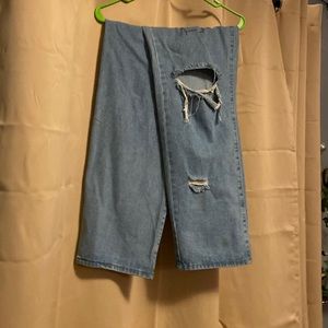 abstract art print jeans